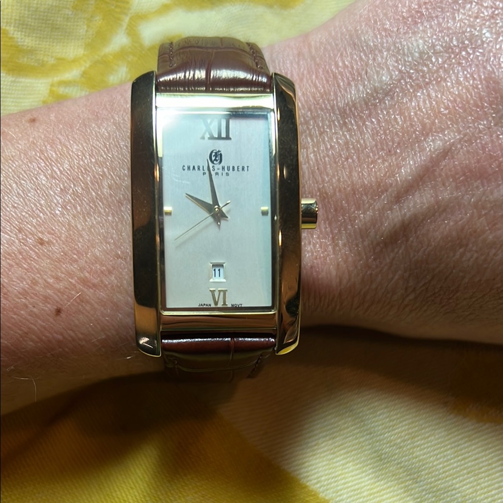 Charles Hubert Gold and Brown Watch